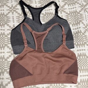 Auden Nursing Seamless Racerback Sports Bras - Rose & Charcoal
